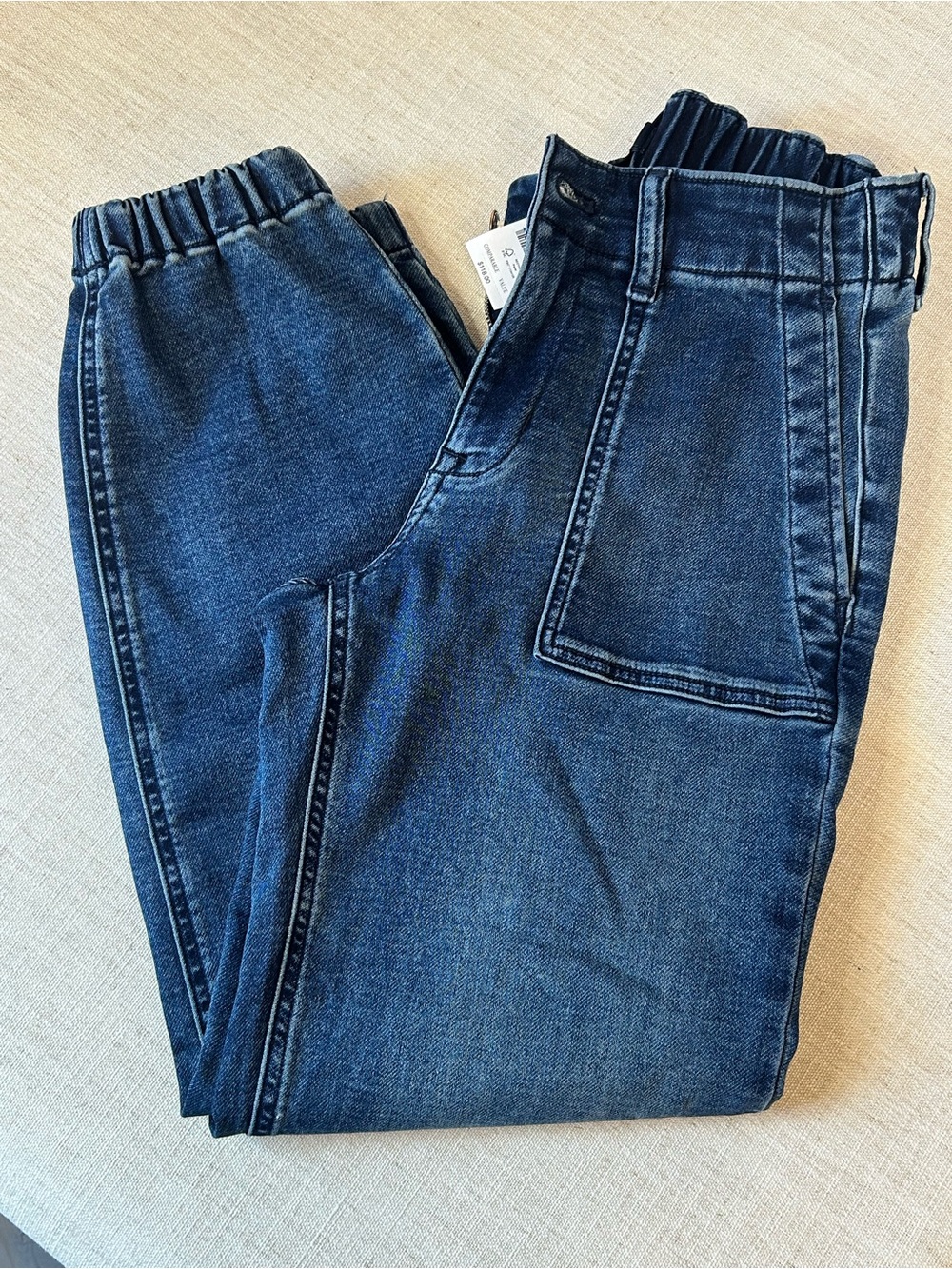 J. Crew Dark Blue Cropped Elastic-Waist Jeans